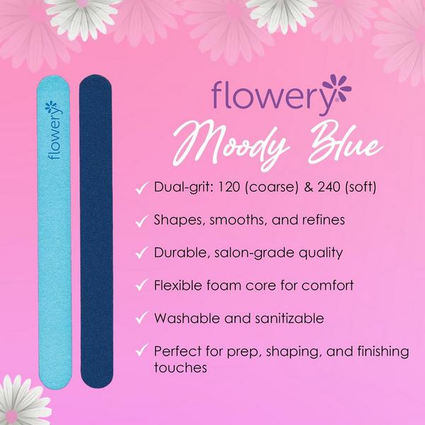 Flowery Moody Blue Nail File #6