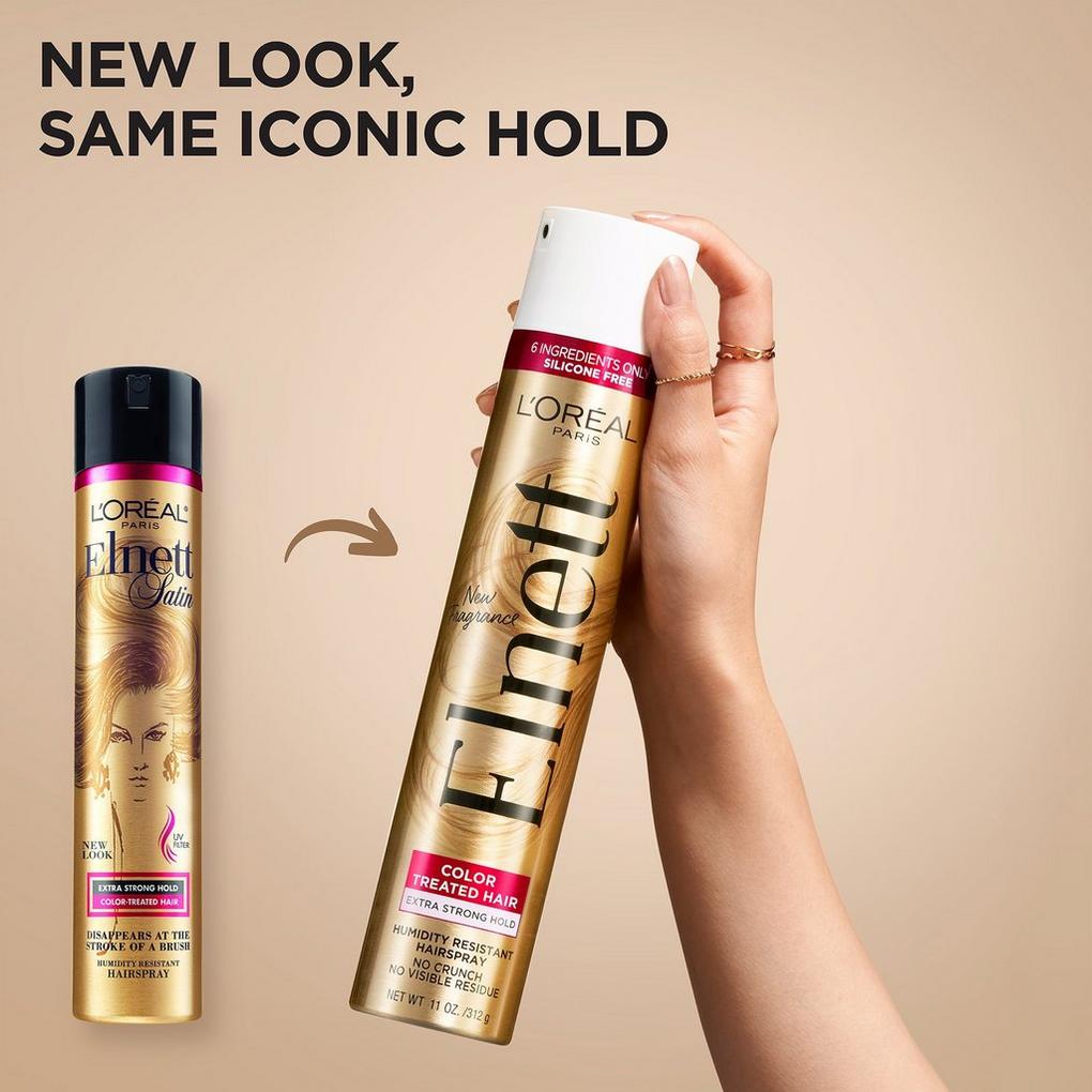 Loreal Elnett Satin Hairspray, Extra Strong Hold, Color-Treated Hair - 11 oz