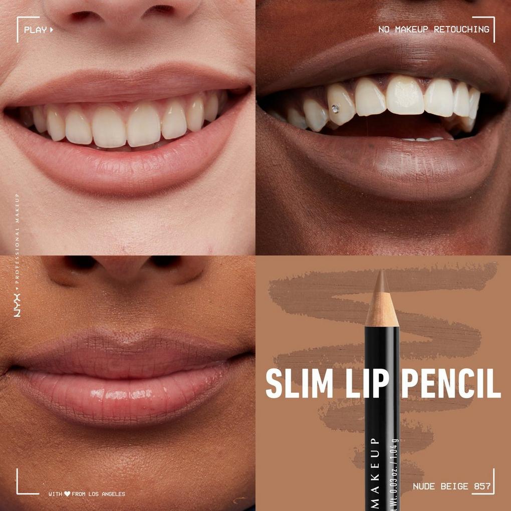 Nude Beige Slim Lip Pencil Creamy Long-Lasting Lip Liner - NYX