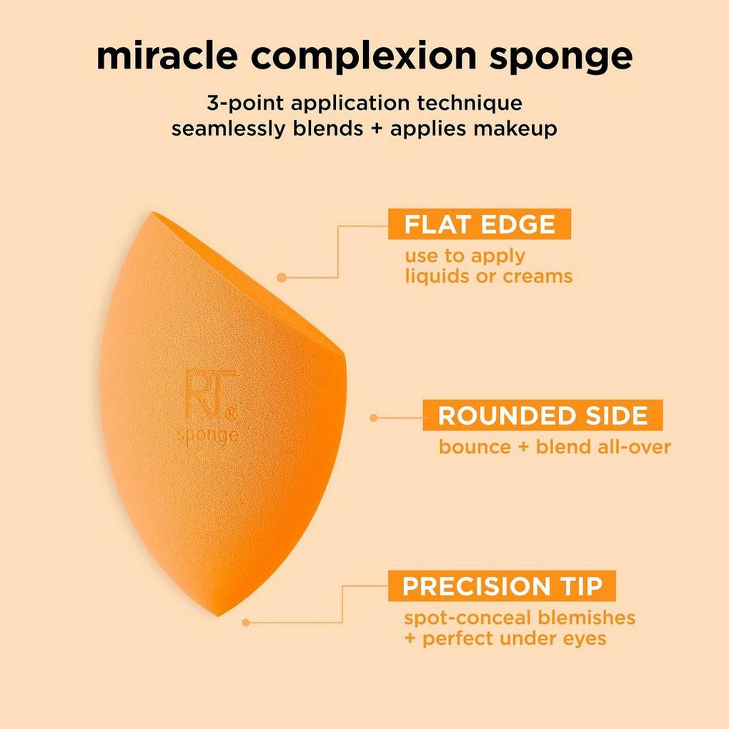 Real Techniques Miracle Complexion Sponge + Concealer Sponge Duo, Makeup  Blending Sponges For Foundation & Concealer, Offers Light To Medium  Coverage, Natural, Dewy Makeup, Latex-Free Foam 2 Count : : Beauty  