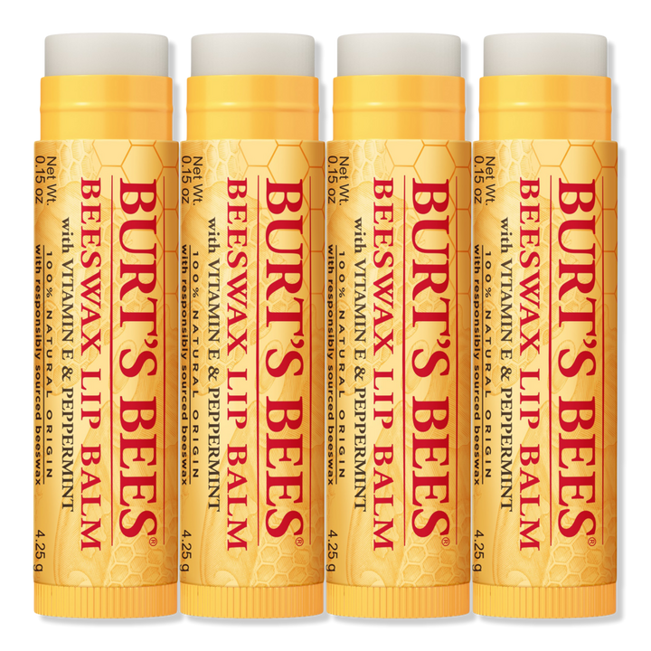 Burt's Bees Lip Balm, Moisturizing Lip Care, for All Day Hydration, 100%  Natural, Pomegranate with Beeswax & Fruit Extracts (4 Pack)