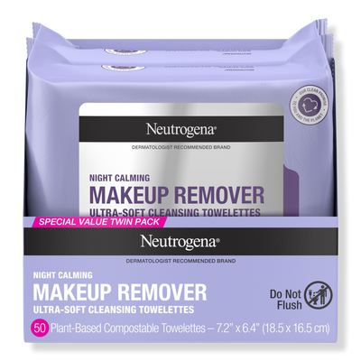 Neutrogena Night Calming Makeup Remover Cleansing Towelettes Twin Pack