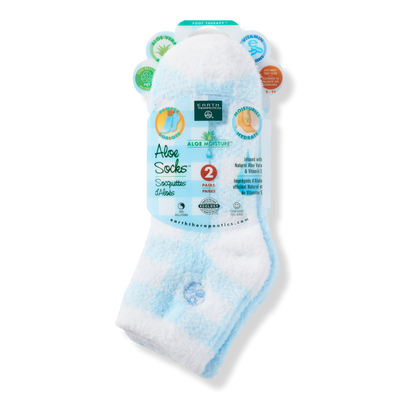 Earth Therapeutics Plaid & Solid Blue Aloe Socks