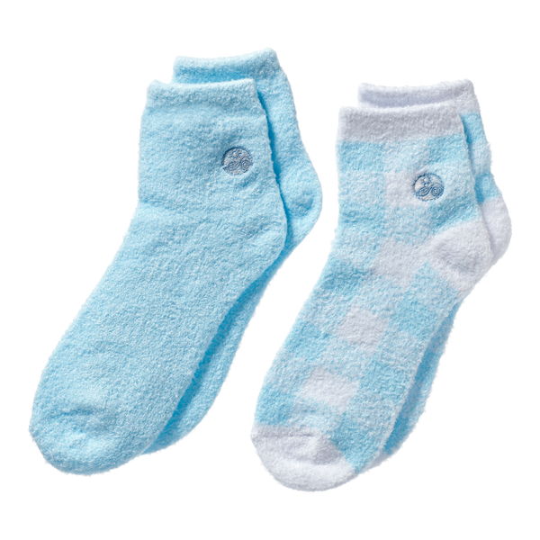 Earth Therapeutics Plaid & Solid Blue Aloe Socks #2