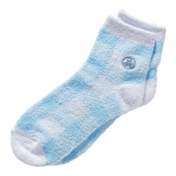 Earth Therapeutics Plaid & Solid Blue Aloe Socks #4