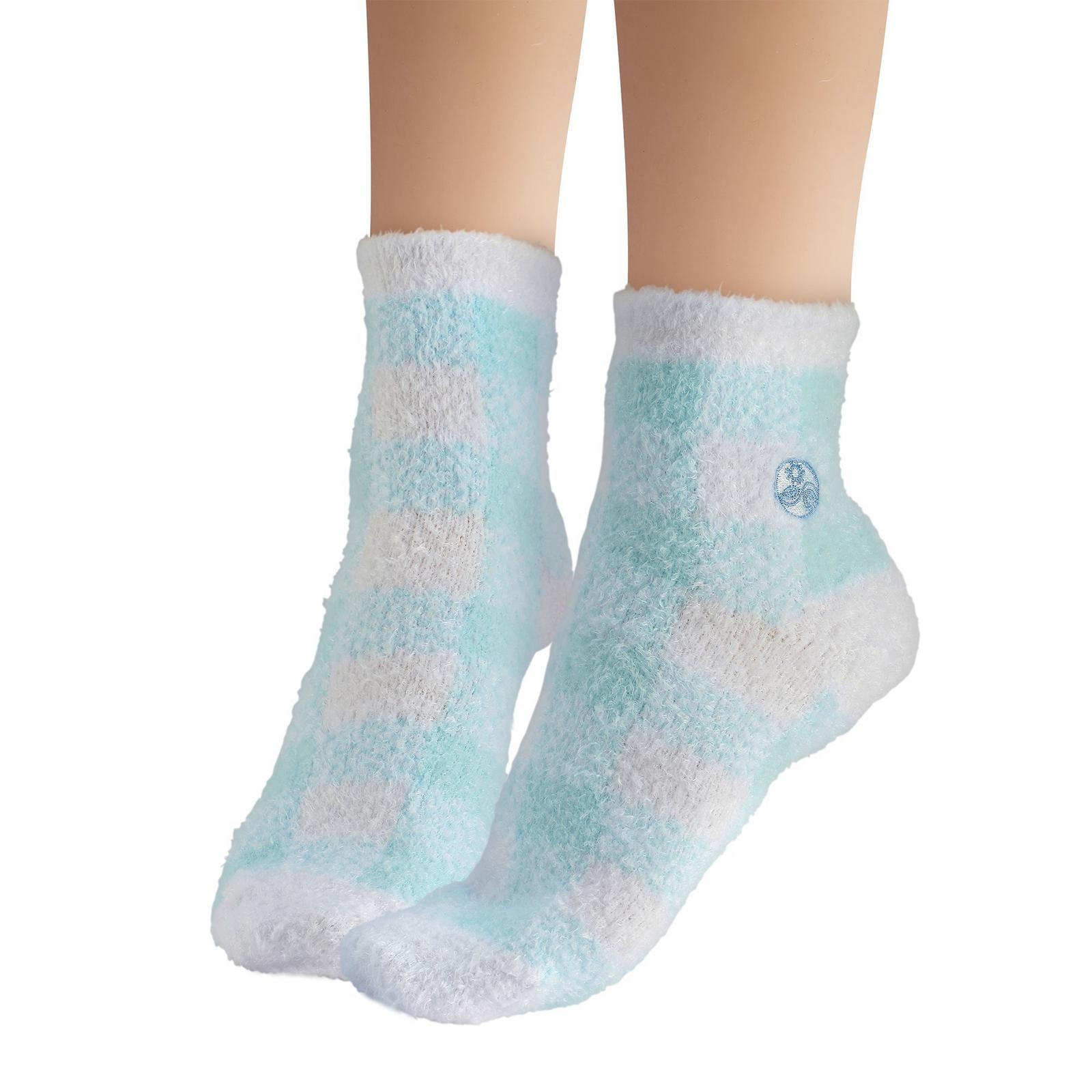 Plaid & Solid Blue Aloe Socks