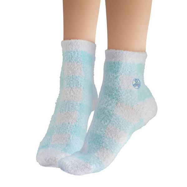 Earth Therapeutics Plaid & Solid Blue Aloe Socks #5