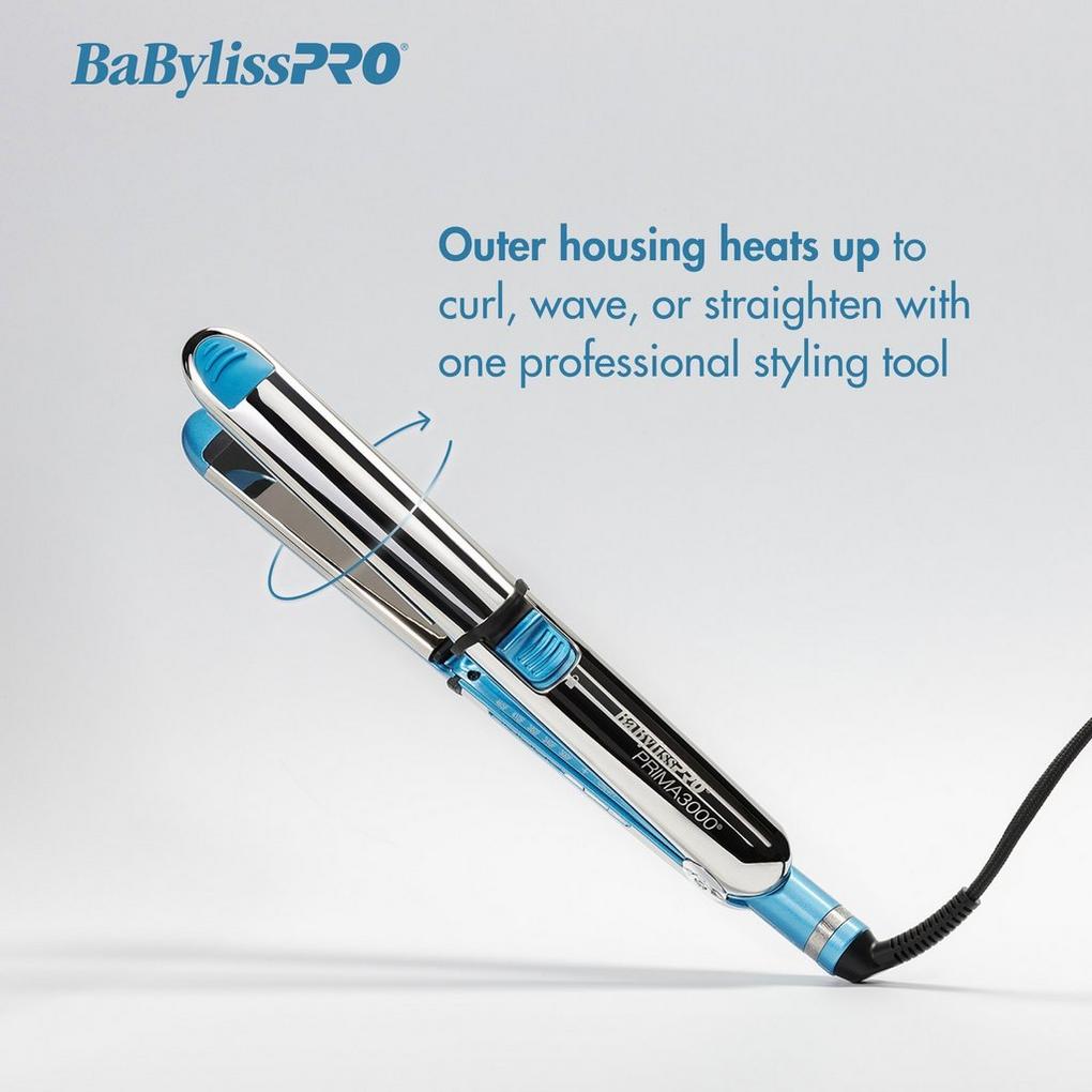 BaByliss Pro Nano Titanium Prima 3000 Hair Straightening Flat Iron, 1.25