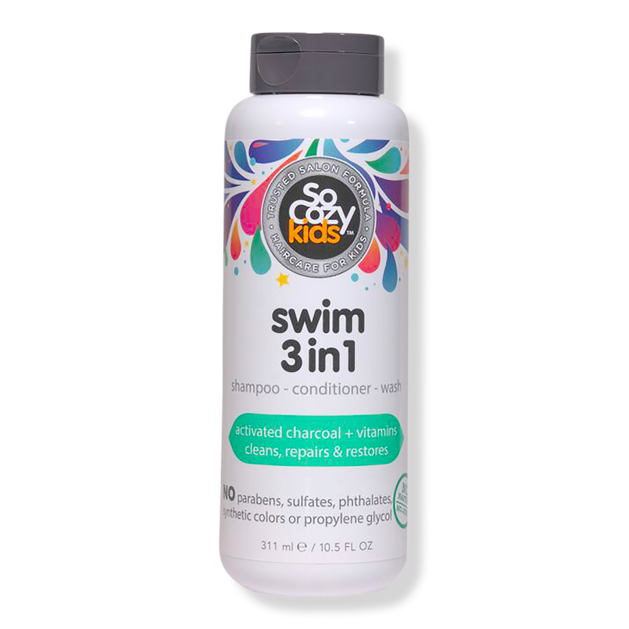 SoCozy Swim 3-In-1 Shampoo Conditioner Body Wash Activated Charcoal for Kids #1