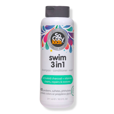 SoCozy Swim 3-In-1 Shampoo Conditioner Body Wash Activated Charcoal for Kids