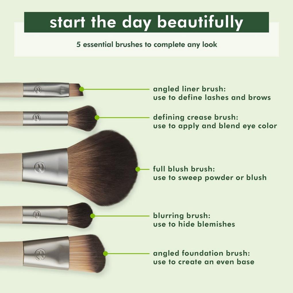  EcoTools Custom Coverage Buffing Brush - Soft Custom Cut  Bristles Recycled Aluminum Ferrules; For Use with Cream or Powder  Foundation Blush and Bronzer : Everything Else