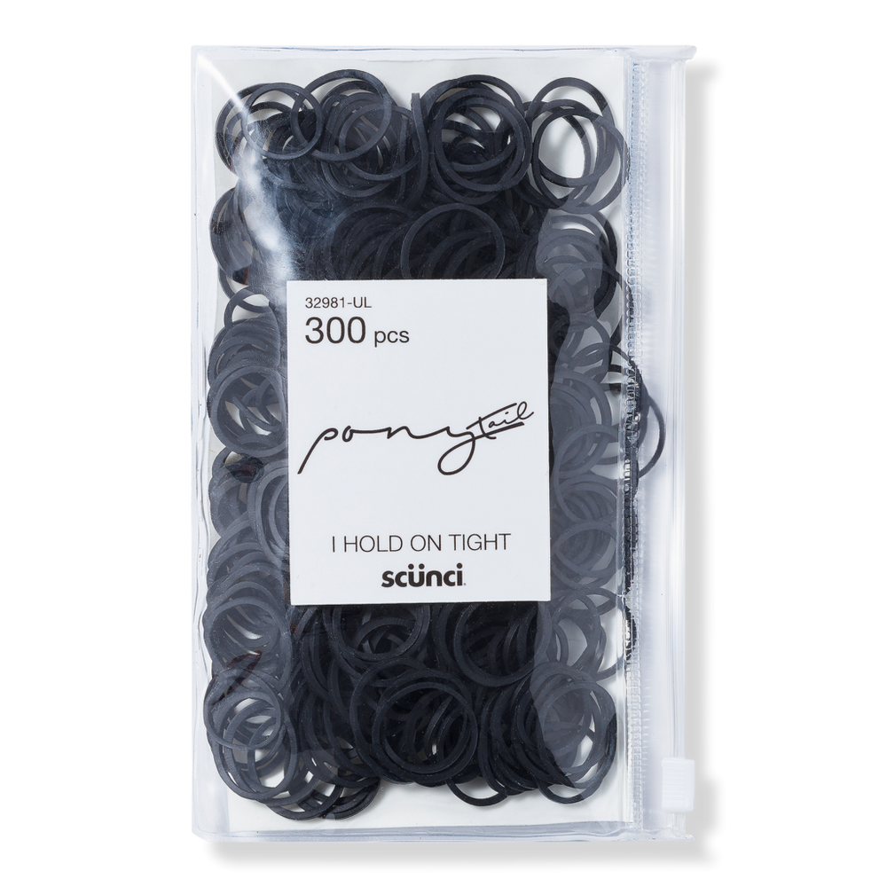 Scünci Mixed Size Rubber Bands - Black In Black