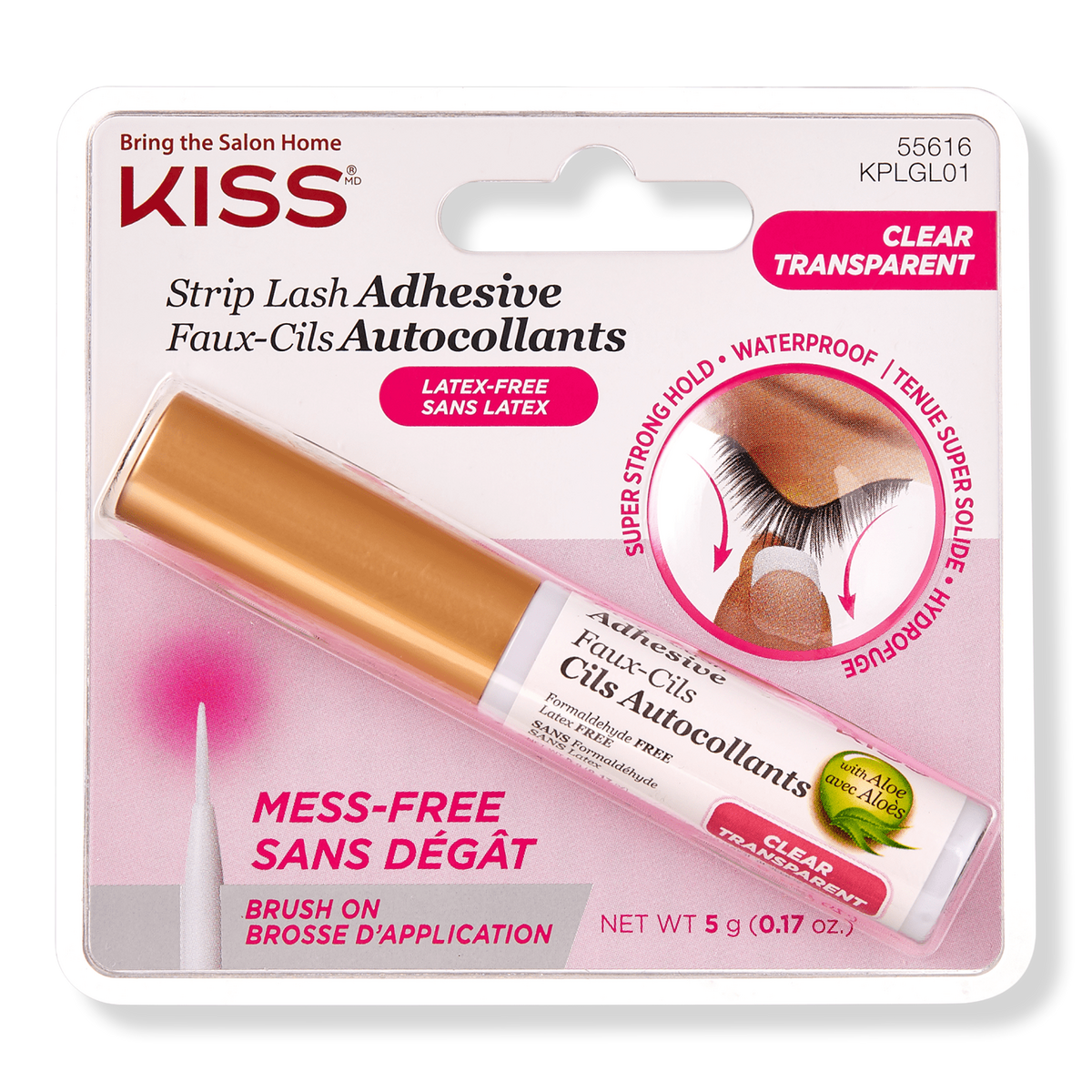 Kiss Strip Lash Adhesive Formaldehyde-Free w/ Aloe. CLEAR 24pk. store