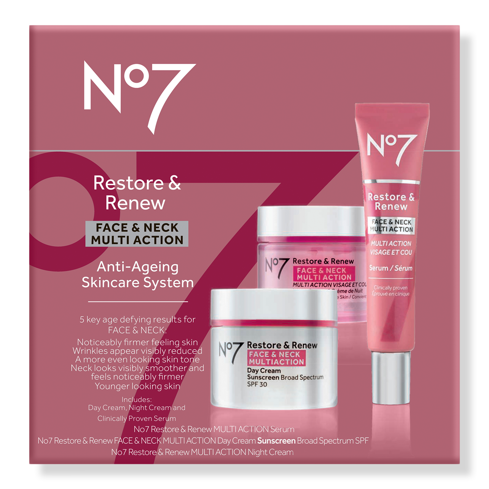 No7 Restore & Renew Multi Action Face & Neck Skincare System #1