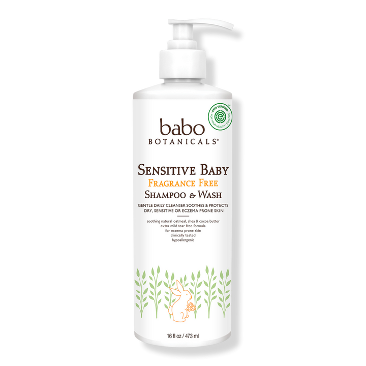 Babo Botanicals Sensitive Baby Fragrance Free Shampoo & Wash For Sensitive & Eczema-Prone Skin, EWG Verified #1