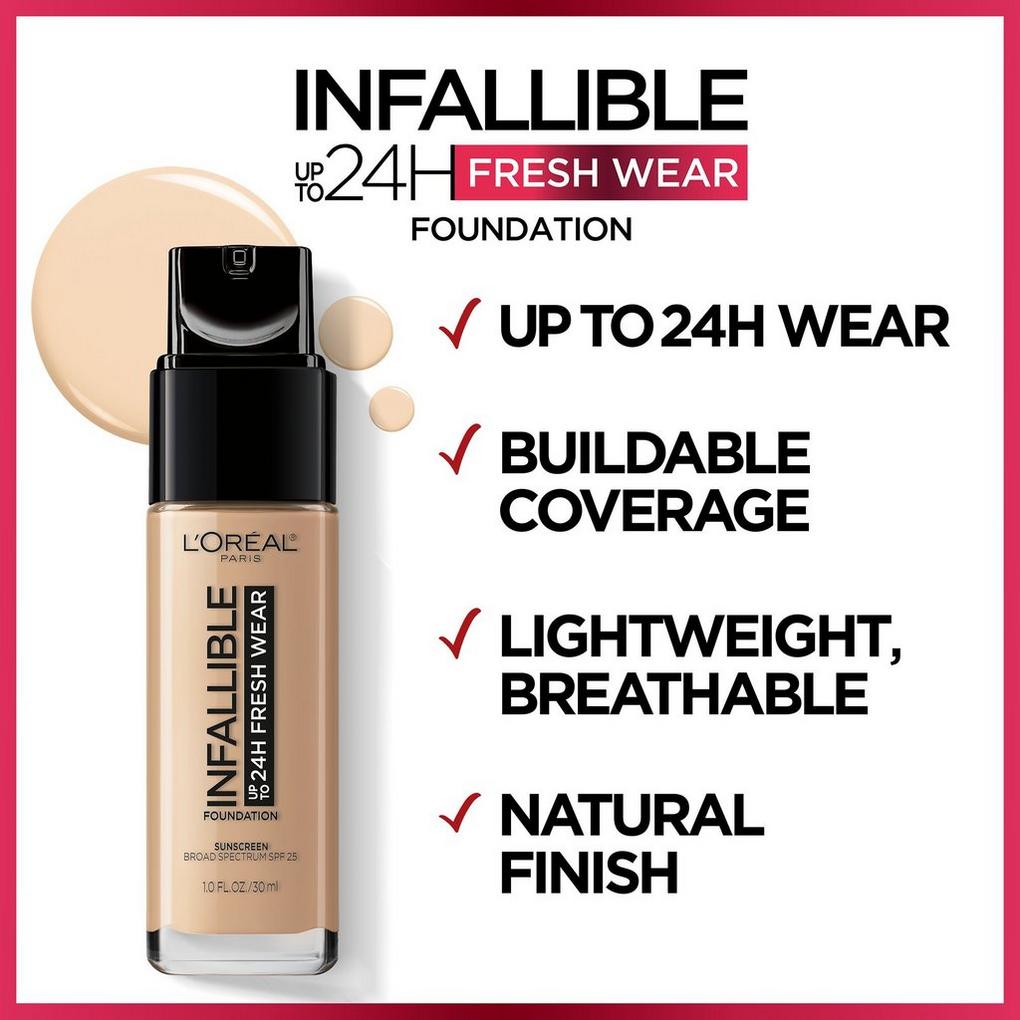 Base de maquillaje L'Oréal Infallible 32h fresh wear 245 golden honey 30 ml