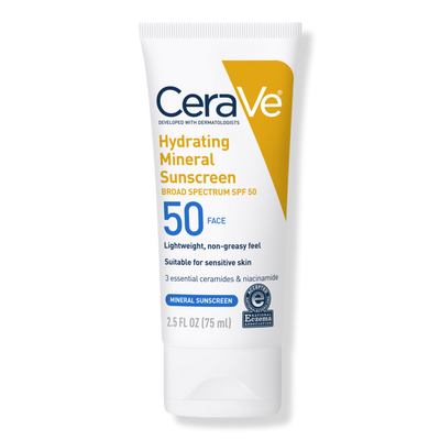 CeraVe Hydrating Mineral Sunscreen Lotion for Face SPF 50 for All Skin Types