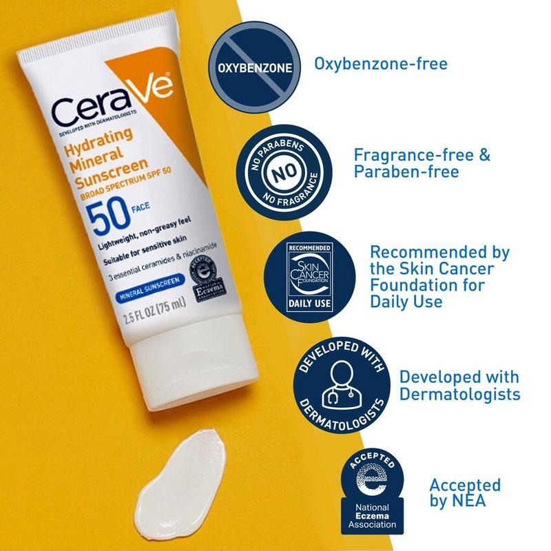 CeraVe Hydrating Mineral Sunscreen Lotion for Face SPF 50 for All Skin Types #3