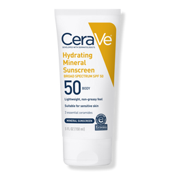 CeraVe Hydrating Mineral Sunscreen Lotion for Body SPF 50 for All Skin Types