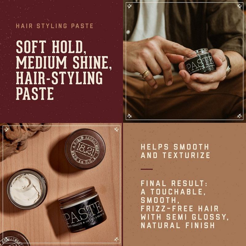 sweet tobacco hair clay 18.21 Man Made Sweet Tobacco Soft-Hold Medium-Shine Hair Styling Paste (2oz)