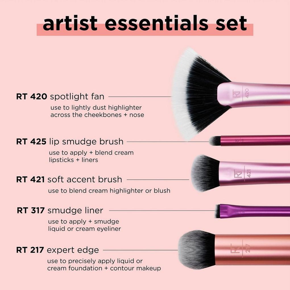 Artist Essentials Face, Eyes, & Lips Makeup Brush Set - Real Techniques