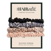 Multi-Color Ruched Ribbon Scrunchies