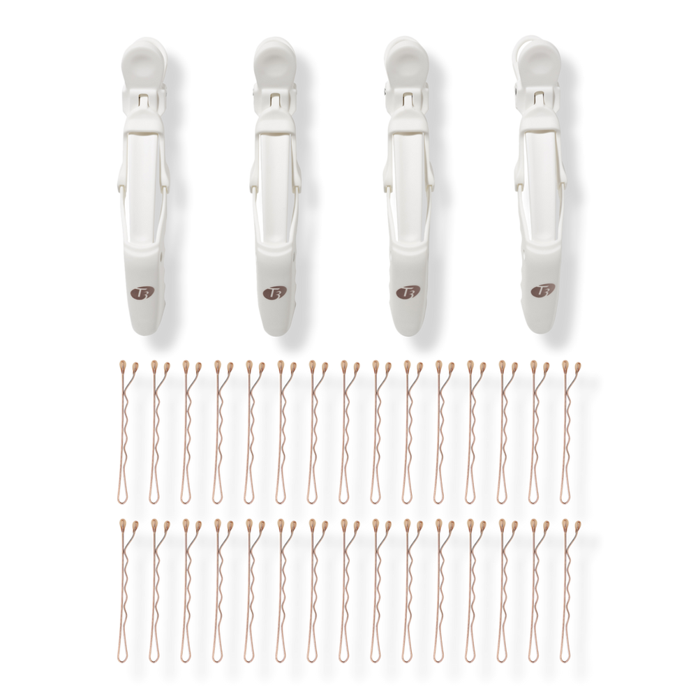 T3 Clip Kit With 4 Alligator Clips And 30 Rose Gold Bobby Pins