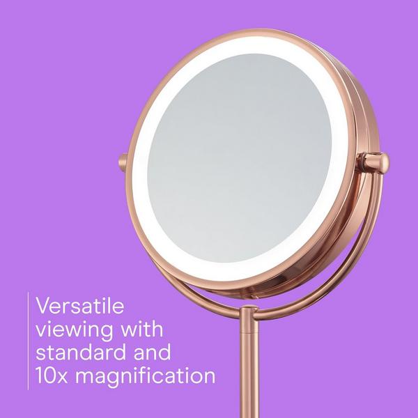Espejo LED de Vanidad de Doble Cara 1X/10X con Aumento en Rosa Dorado 3