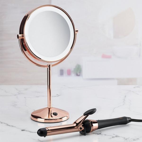 Espejo LED de Vanidad de Doble Cara 1X/10X con Aumento en Rosa Dorado 7