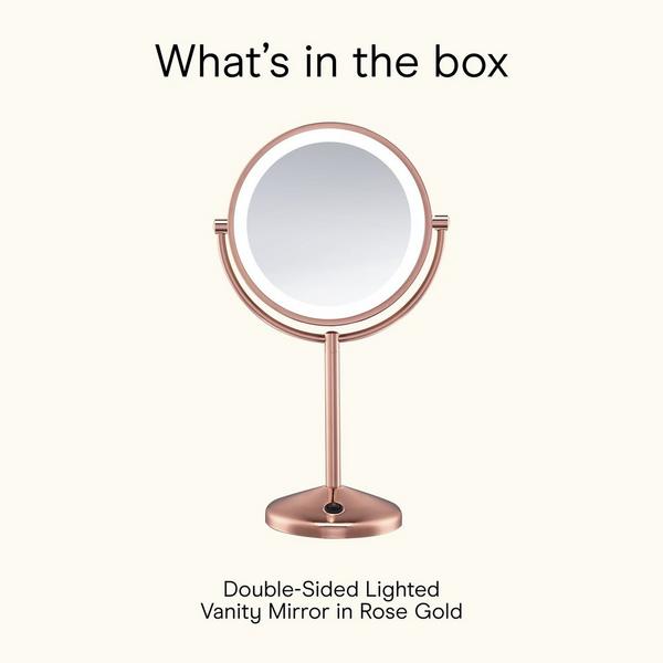 Espejo LED de Vanidad de Doble Cara 1X/10X con Aumento en Rosa Dorado 8