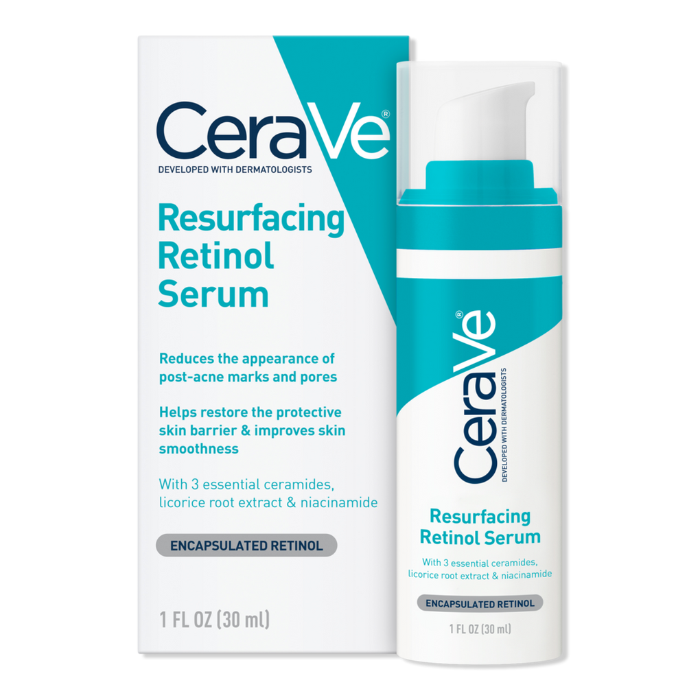  CeraVe Retinol Serum for Post-Acne Marks and Skin Texture, Pore Refining, Resurfacing, Brightening Facial Serum with Retinol and  Niacinamide, Fragrance Free, Paraben Free & Non-Comedogenic