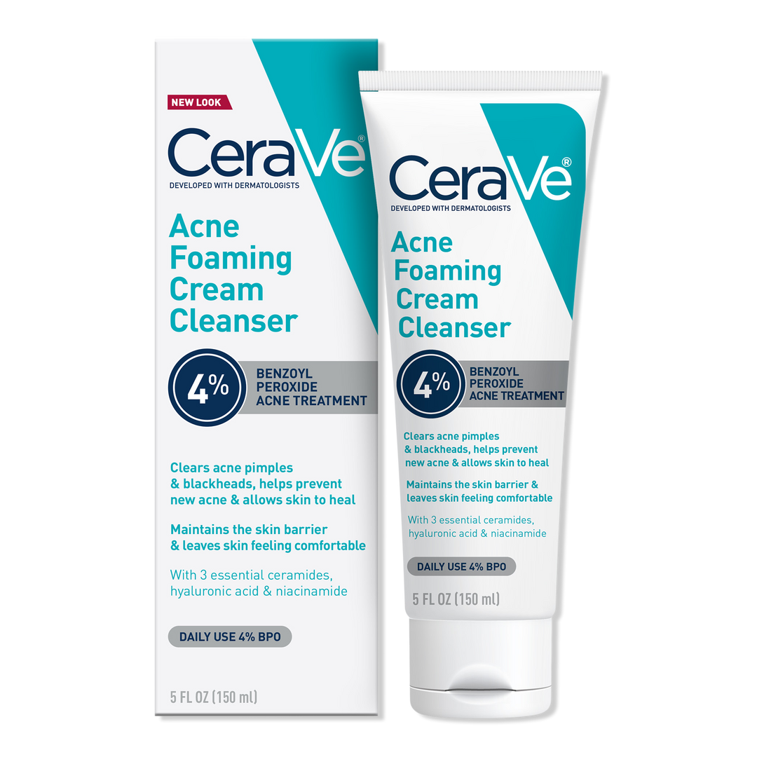 CeraVe Acne Foaming Cream Cleanser with 4% BPO for Acne Prone Skin #1