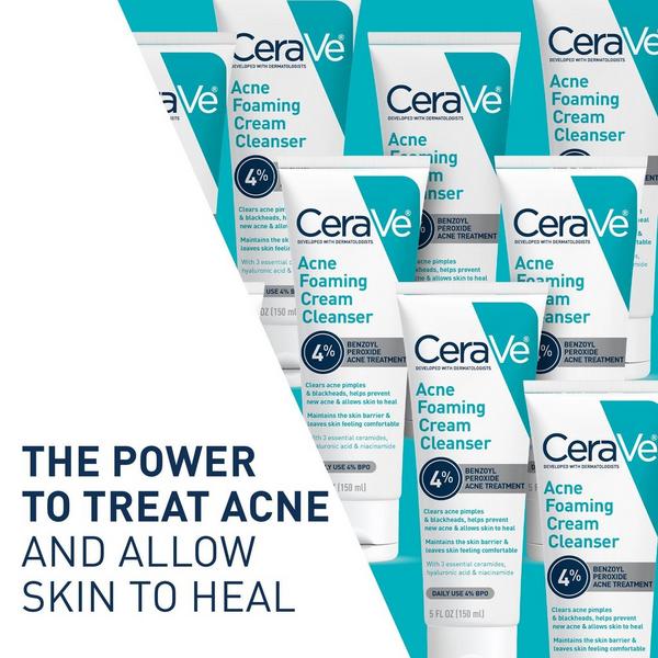 CeraVe Acne Foaming Cream Cleanser with 4% BPO for Acne Prone Skin #2