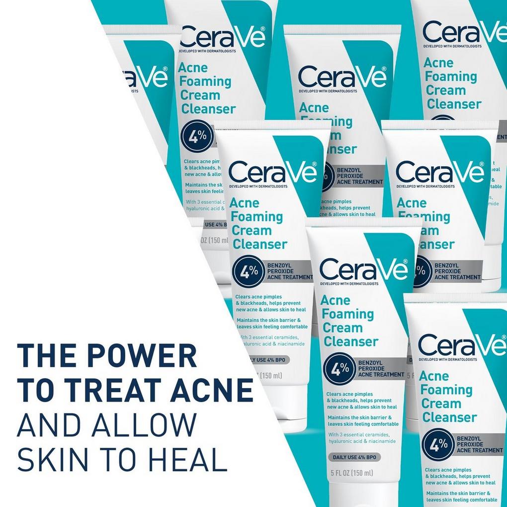 Acne Foaming Cream Cleanser, Benzoyl Peroxide Treatment