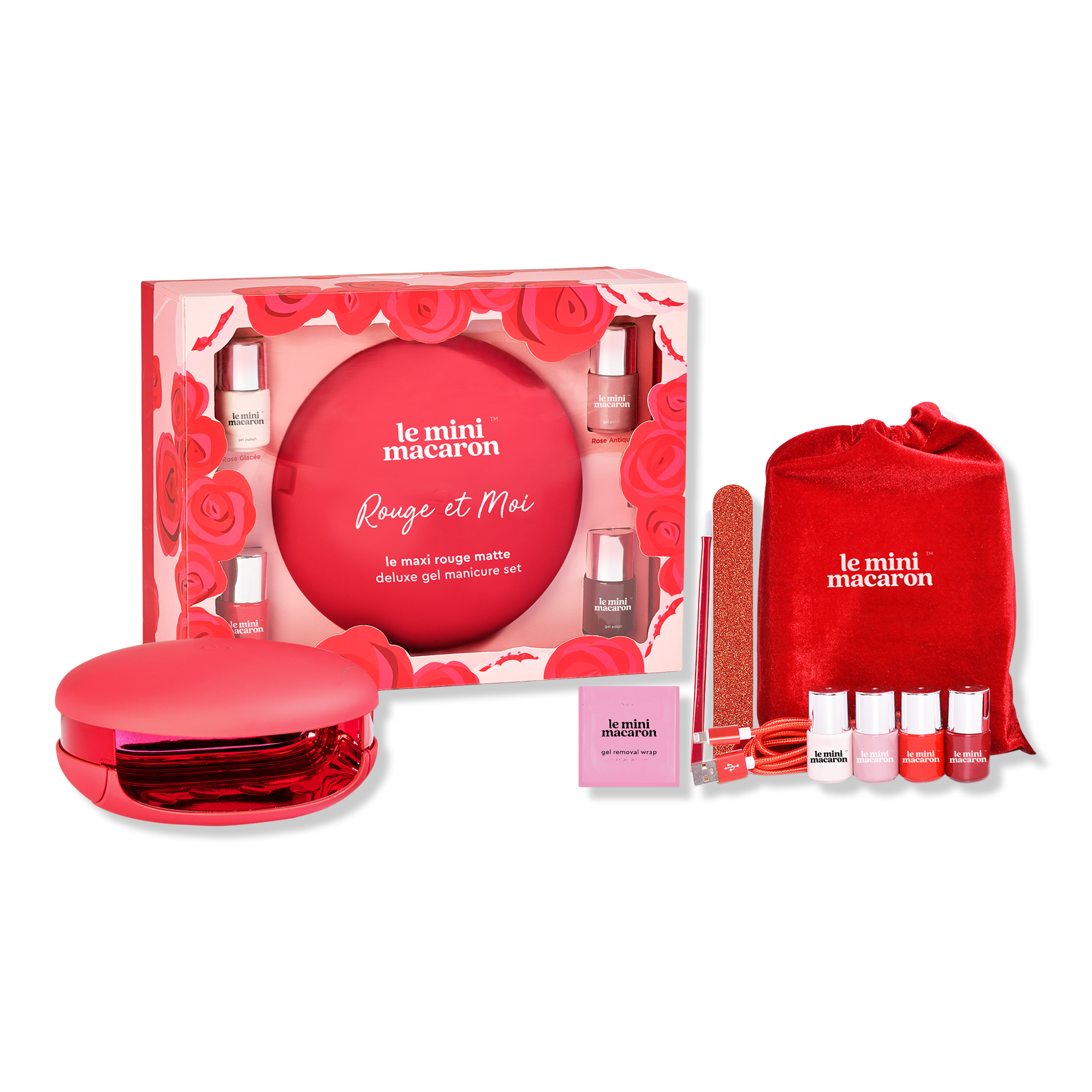LE MINI MACARON LE MAXI ''ROUGE & MOI'' LIMITED EDITION DELUXE GEL MANICURE SET INTERNATIONAL SHIPPING