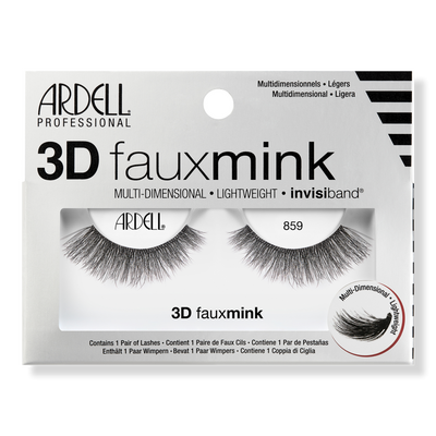 Ardell 3D Faux Mink #859, Multi-dimensional False Eyelash with Invisiband
