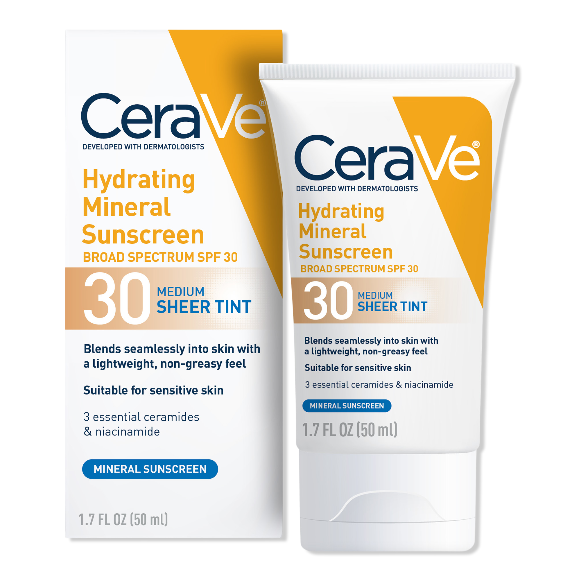 CeraVe Hydrating Mineral Sunscreen Face Lotion with Sheer Tint SPF 30 #1