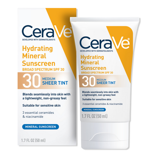 CeraVe Hydrating Mineral Sunscreen Face Lotion with Sheer Tint SPF 30 #1