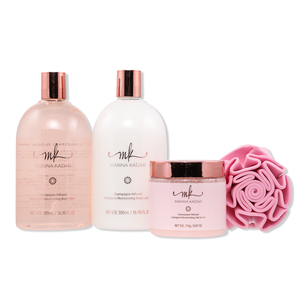 MANNA KADAR BEAUTY Pretty in Pink Champagne Scented 4 Piece Bath Set #1