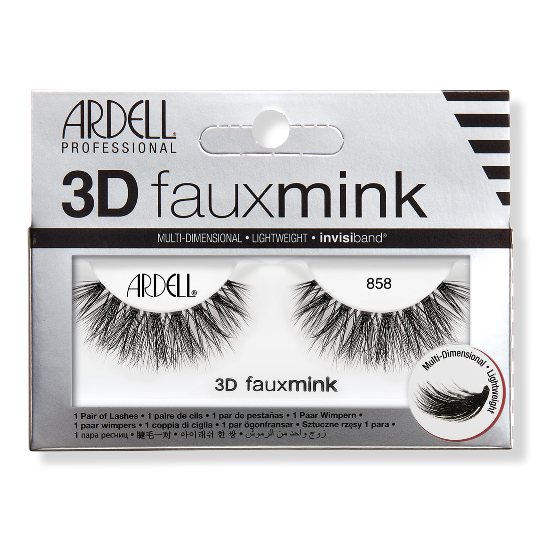 Ardell 3D Faux Mink #858, Multi-dimensional False Eyelash with Invisiband #1