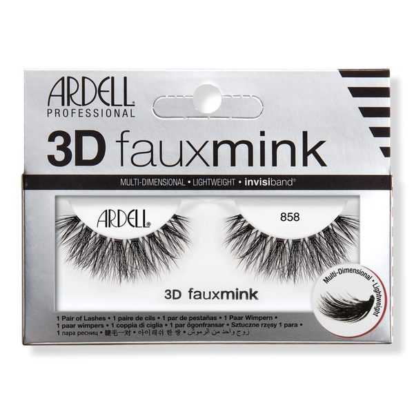 Ardell 3D Faux Mink #858, Multi-dimensional False Eyelash with Invisiband #1