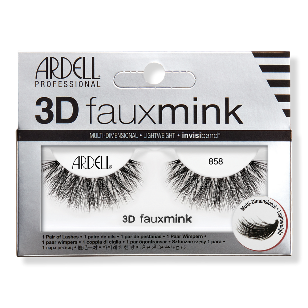 Ardell 3d Faux Mink #858, Multi-dimensional False Eyelash With Invisiband