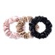 Pink, Black, Caramel Pure Silk Large Scrunchies 