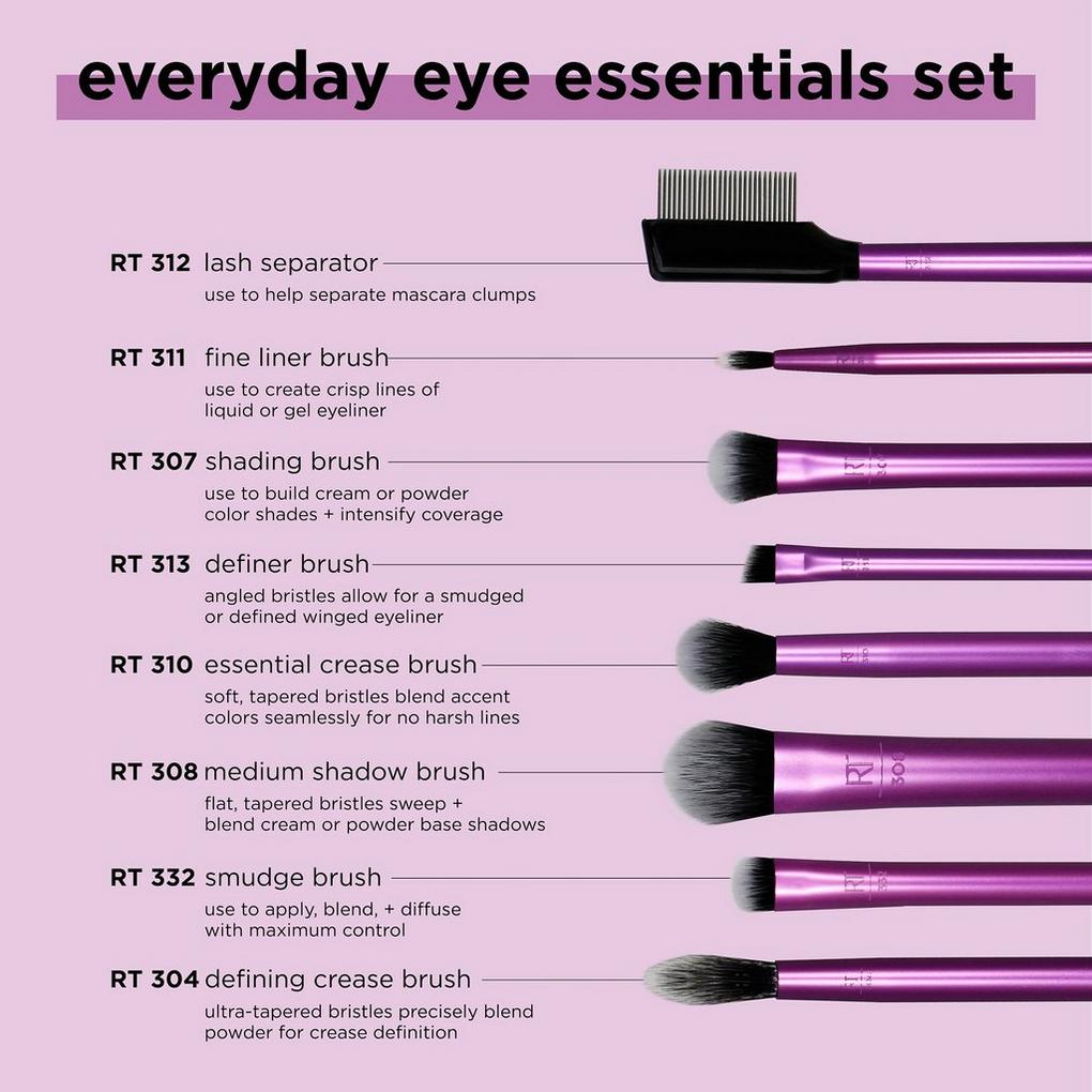  Real Techniques Everyday Essentials + Sponge Kit, Makeup  Brushes & Makeup Blending Sponge Set, For Foundation, Blush, Bronzer,  Eyeshadow, & Powder, Vegan Synthetic Bristles, 5 Piece Set : Beauty &  Personal Care