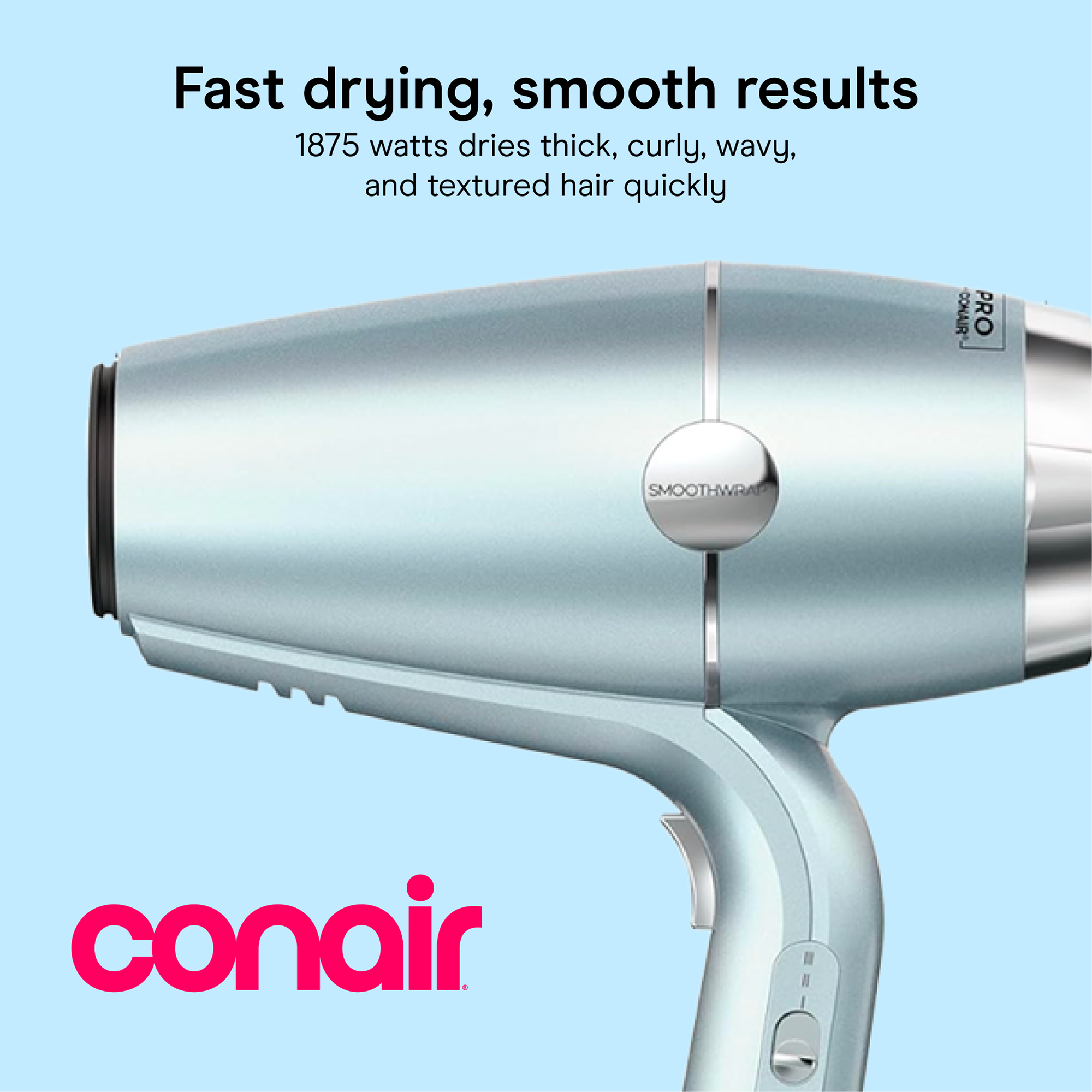 Фен Conair InfinitiPro SmoothWrap с двойной ионной терапией, цвет: Светлый синий металлик — фото 3