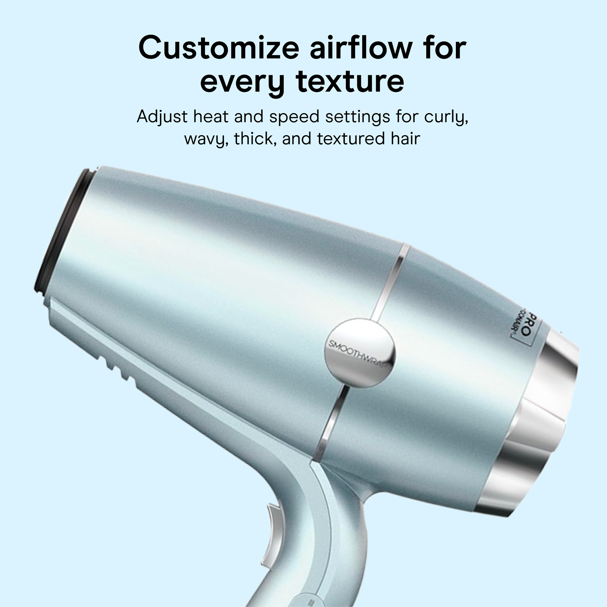 Фен Conair InfinitiPro SmoothWrap с двойной ионной терапией, цвет: Светлый синий металлик — фото 7