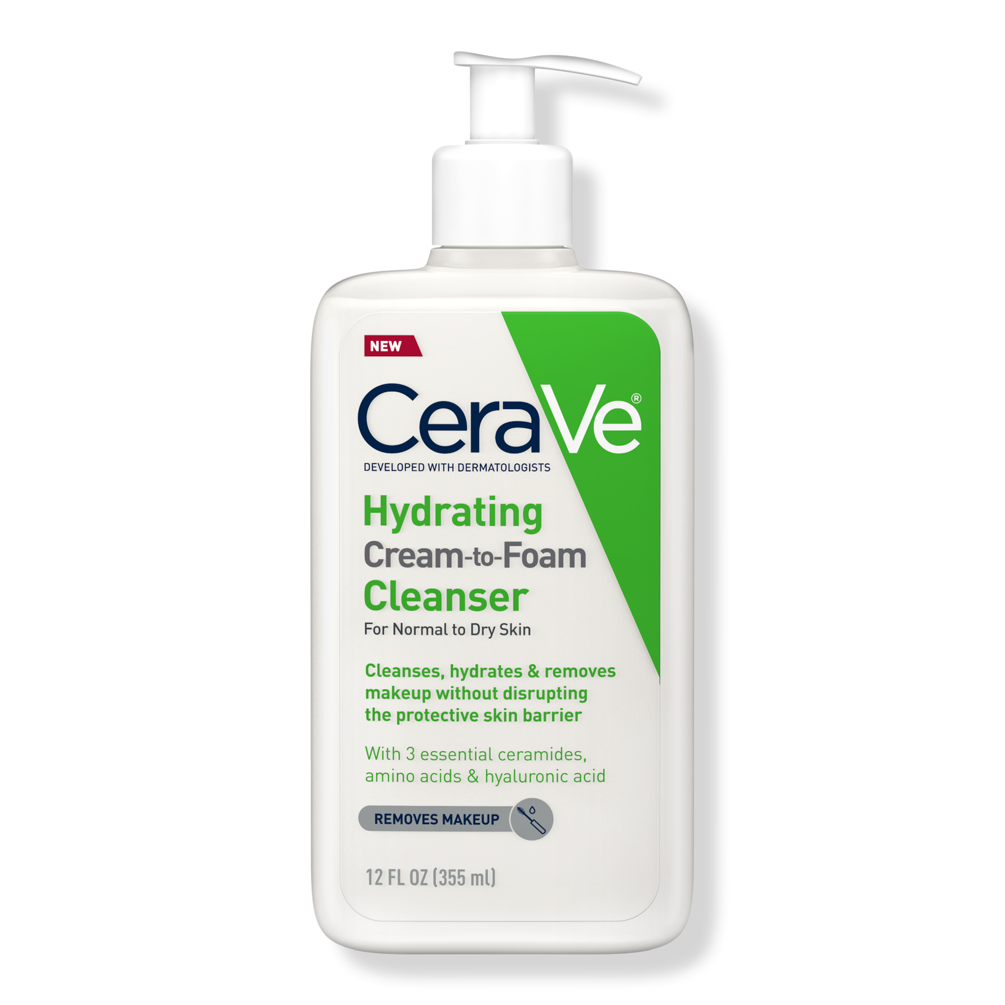 CeraVe Hydrating Cream-to-Foam Face Wash for Balanced to Dry Skin #1