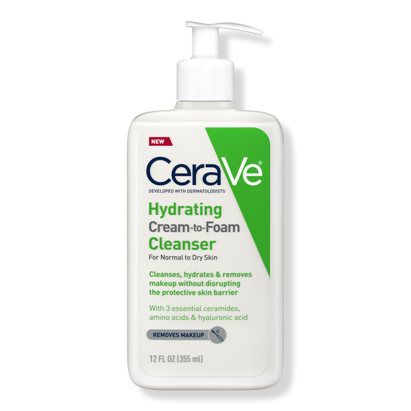 CeraVe Hydrating Cream-to-Foam Face Wash for Balanced to Dry Skin #1