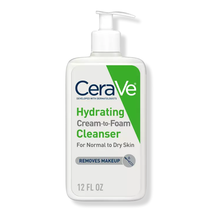 CeraVe Hydrating Cream-to-Foam Face Wash with Hyaluronic for Normal to Dry Skin
