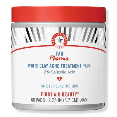 First Aid Beauty FAB Pharma White Clay Acne Treatment Pads 2% Salicylic Acid